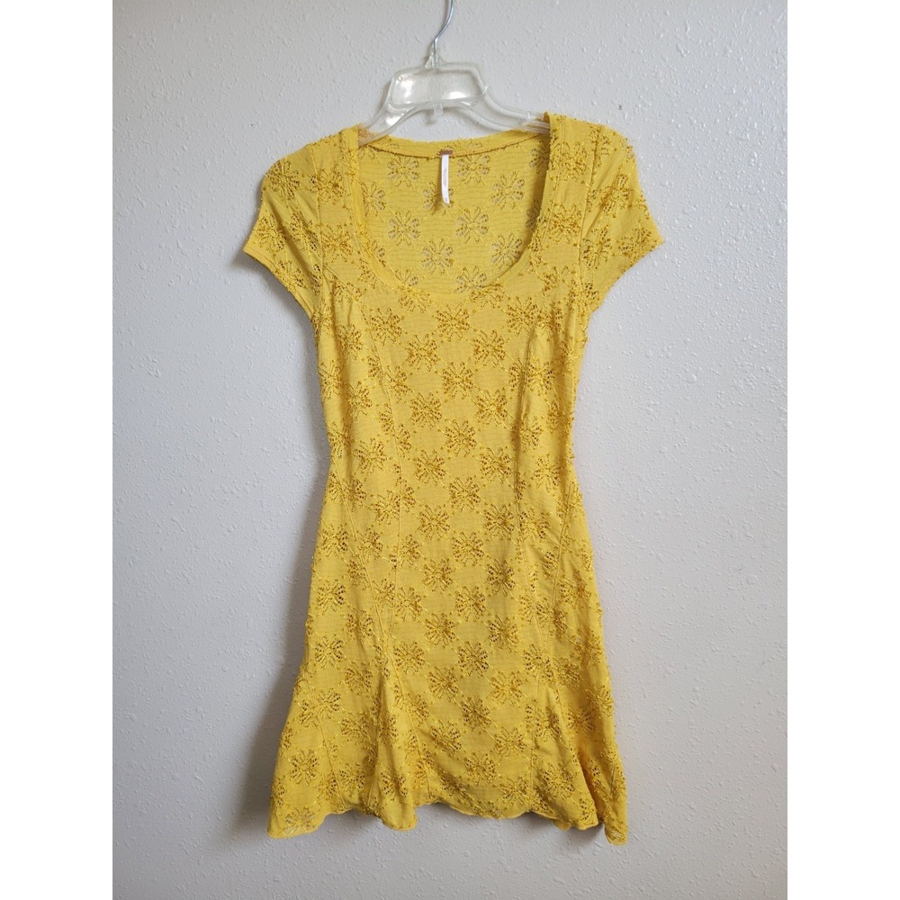 Intimately Free People Daisy Godet Floral Eyelet Lace Skater Dress Stretch XS